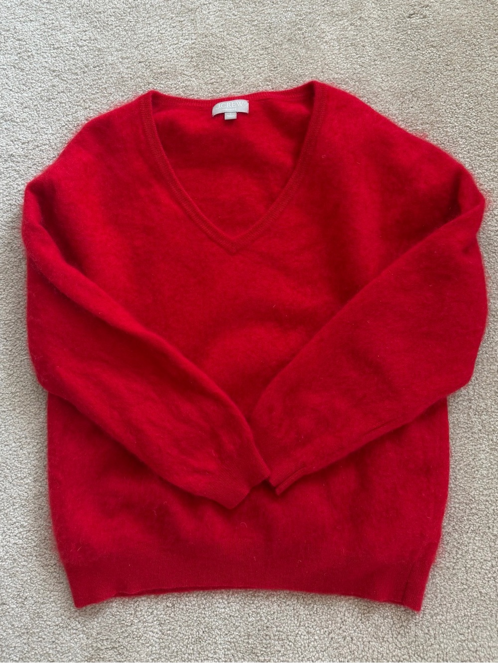 J. Crew Red Cashmere V-Neck Sweater